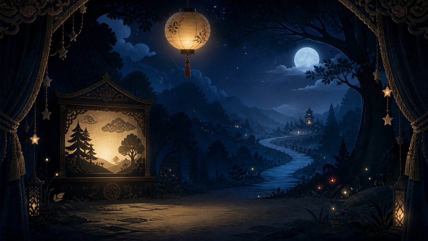 A moonlit paper theatre from Shadow Tales